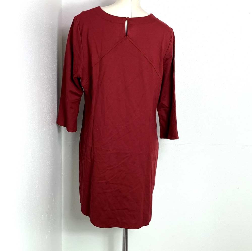 J.Jill Ponte Knit Multiseamed Dress cranberry XLP - Picture 4 of 6